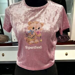 Forever 21 Pink velvet Spoiled Cropped Top